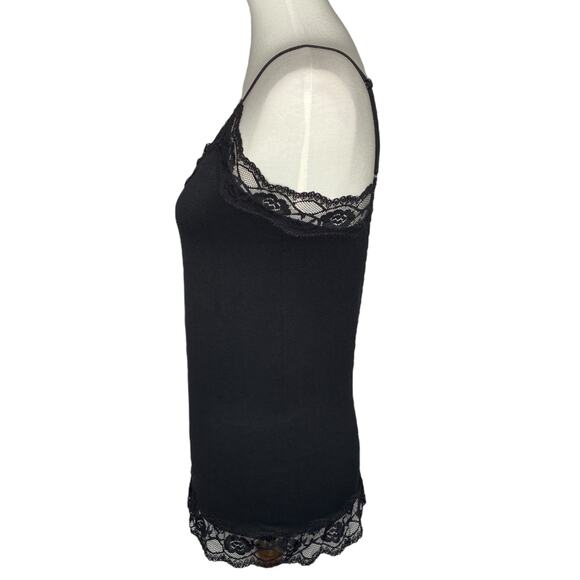 Vintage Bongo Y2K Cami Black Lace Trim Fitted Tank Top Size Large Elena Gilbert - Picture 6 of 10